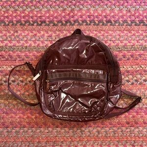 NWOT LESPORTSAC SHINY BROWN MINI SMALL BACKPACK